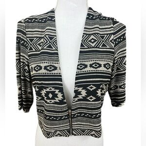Chelsea Suite Aztec Quarter Zip Jacket  Black/ivory Size 8